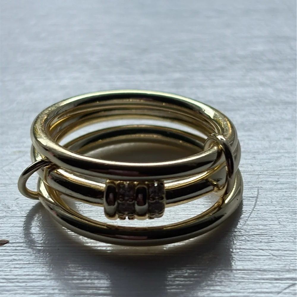 Gold Stackable 3 Rings with‎ Sparkle - size 13